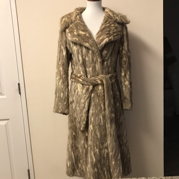 Vintage Jackets & Blazers - VINTAGE | MINK FULL LENGTH TRENCH FUR COAT JACKET